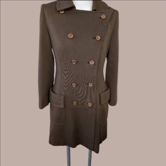 Vintage Jackets & Blazers - Vintage Coat Brown Double-Breasted Coat Mid-Centrury Modern 1960